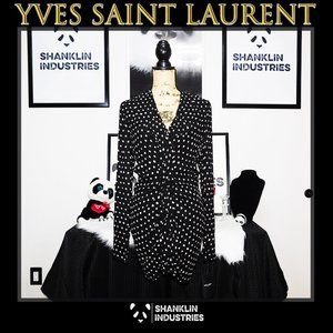 🤍🐼YVES SAINT LAURENT🐼🤍 NWT Butterfly Silk Polka Dot Blouse SZ F34